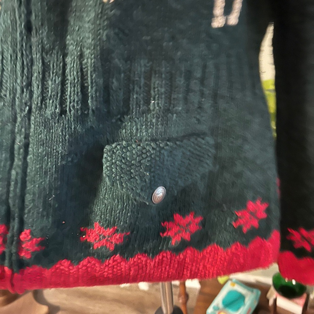 Lauren Ralph Lauren Hand Knit Reindeer  Fair Isle Sweater Zip Cardigan Large - Picture 4 of 8